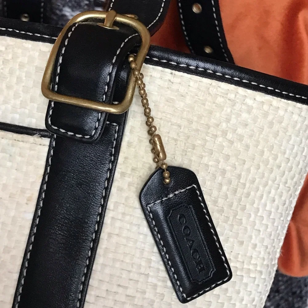 Coach Legacy Vintage Straw And Leather Small Tote, 8909 - Picture 8 of 15